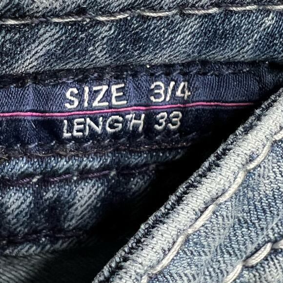 VIGOSS Stella V Stitch Boot Cut Jeans Mid-Rise  Embellished Medium Wash Size 3/4 - Picture 9 of 11